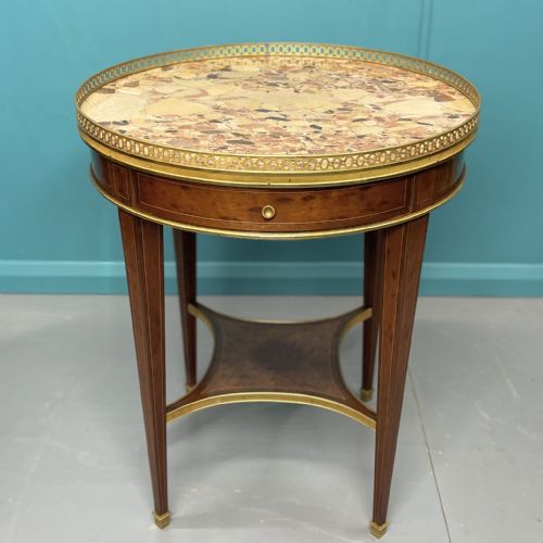 19th century inlaid round marble top gueridon - CATEGORY: ANTIQUE TABLES - DATED 1890