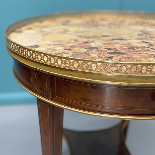 19TH CENTURY INLAID ROUND MARBLE TOP GUERIDON - ADDITIONAL PHOTO 2
