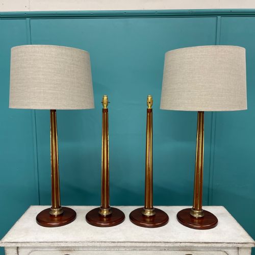 PAIR OF FRENCH BRASS INLAID COLUMN LAMPS - ADDITIONAL PHOTO 7