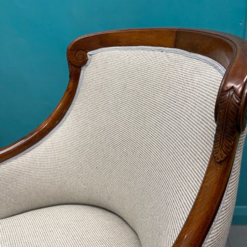 NEWLY UPHOLSTERED PAIR OF FRENCH EMPIRE TUB CHAIRS - ADDITIONAL PHOTO 10