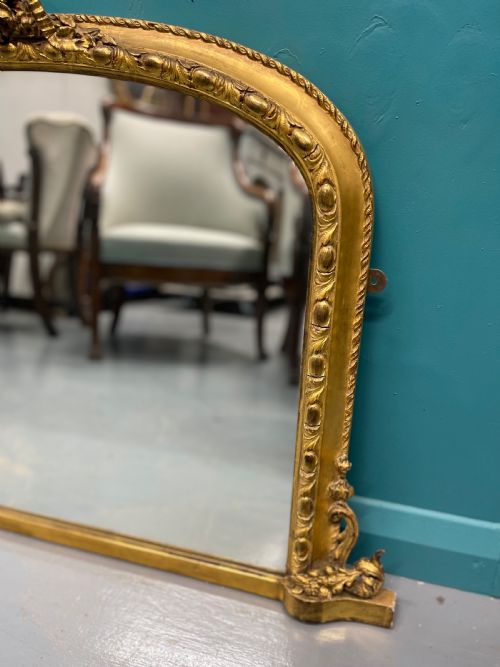 SUPER QUALITY GILT OVERMANTLE MIRROR WITH RIBBONS - ADDITIONAL PHOTO 3