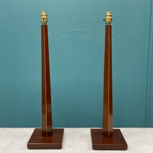 PAIR OF SHERATON STYLE TAPERED COLUMN LAMPS - ADDITIONAL PHOTO 1