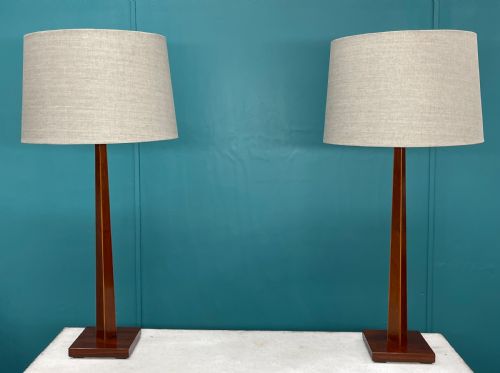 pair of sheraton style tapered column lamps - CATEGORY: ANTIQUE LIGHTING - DATED 1900