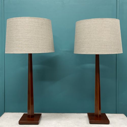 PAIR OF SHERATON STYLE TAPERED COLUMN LAMPS - ADDITIONAL PHOTO 5