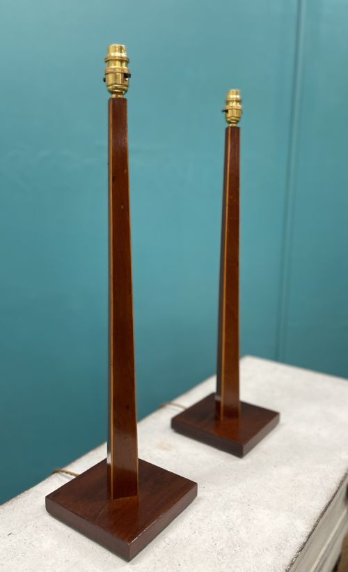 PAIR OF SHERATON STYLE TAPERED COLUMN LAMPS - ADDITIONAL PHOTO 8