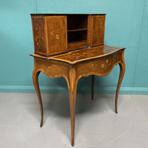 satinwood marquetry bonheur du jour writing desk - CATEGORY: ANTIQUE BUREAU - DATED 19TH CENTURY