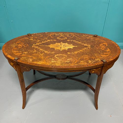 OVAL MARQUETRY COFFEE TABLE BY GREENWOOD SONS - ADDITIONAL PHOTO 4