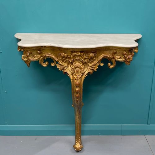 french gilt marble top console table - CATEGORY: ANTIQUE TABLES - DATED 19TH CENTURY