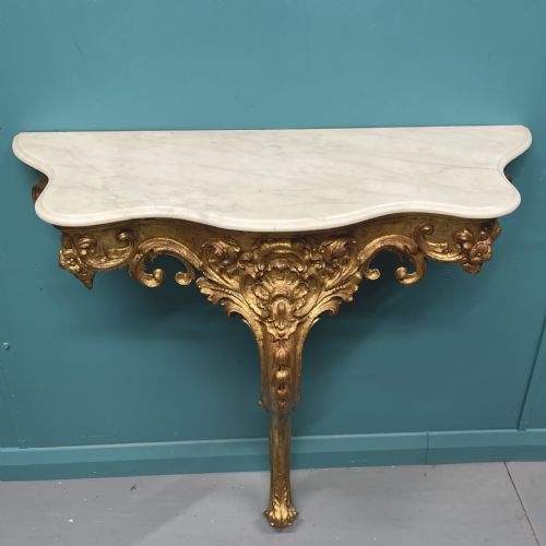 FRENCH GILT MARBLE TOP CONSOLE TABLE - ADDITIONAL PHOTO 2