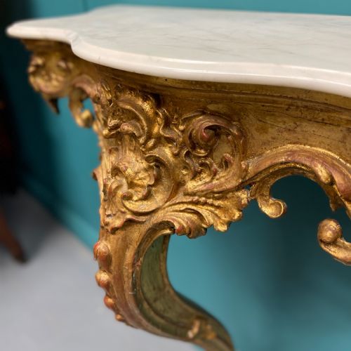 FRENCH GILT MARBLE TOP CONSOLE TABLE - ADDITIONAL PHOTO 3