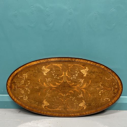 SHERATON STYLE OVAL MARQUETRY TRAY - ADDITIONAL PHOTO 1