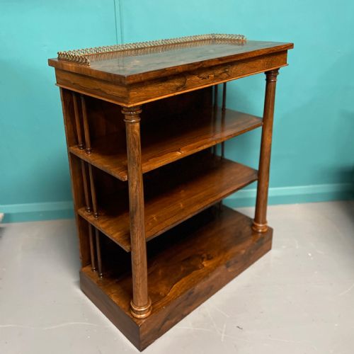 regency rosewood open bookcase with brass gallery - CATEGORY: ANTIQUE BOOKCASES - DATED REGENCY