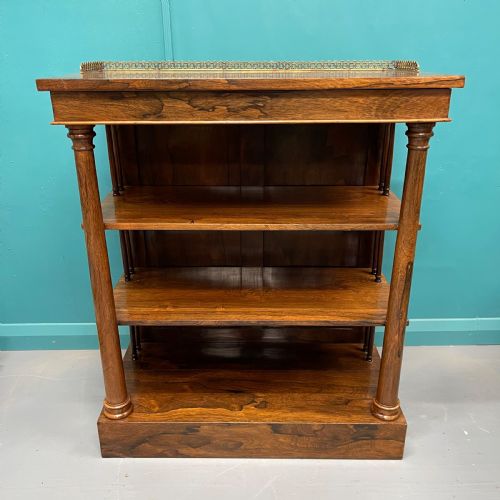 REGENCY ROSEWOOD OPEN BOOKCASE WITH BRASS GALLERY - ADDITIONAL PHOTO 1