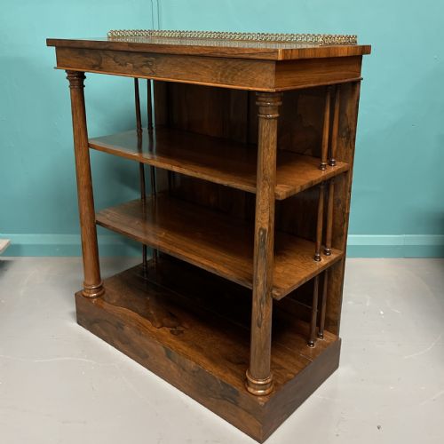 REGENCY ROSEWOOD OPEN BOOKCASE WITH BRASS GALLERY - ADDITIONAL PHOTO 2