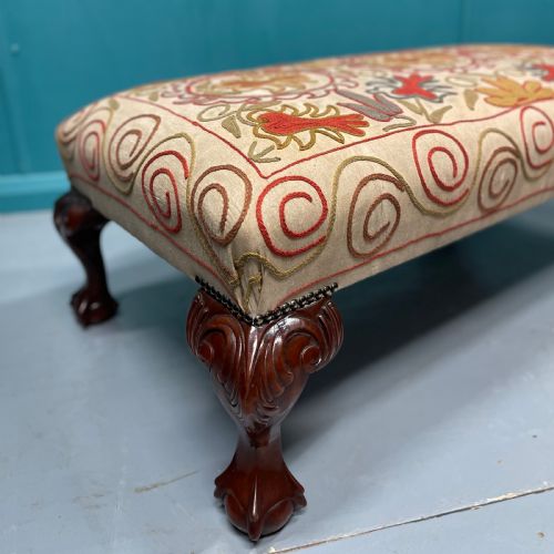 BALL AND CLAW FEET NEEDLEPOINT OTTOMAN STOOL - ADDITIONAL PHOTO 3