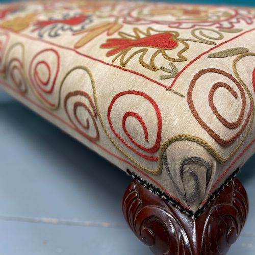 BALL AND CLAW FEET NEEDLEPOINT OTTOMAN STOOL - ADDITIONAL PHOTO 4