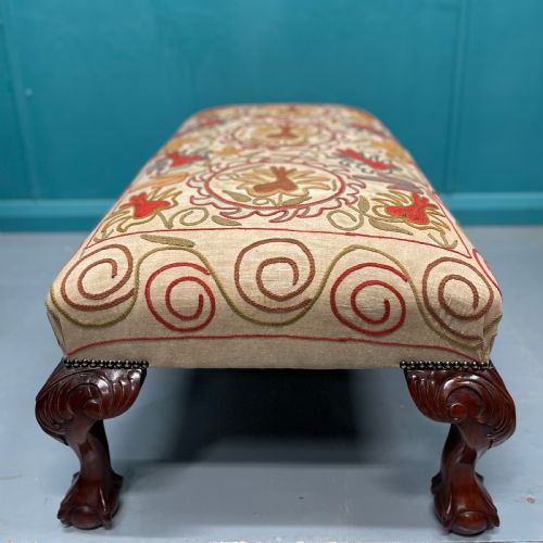 BALL AND CLAW FEET NEEDLEPOINT OTTOMAN STOOL - ADDITIONAL PHOTO 6