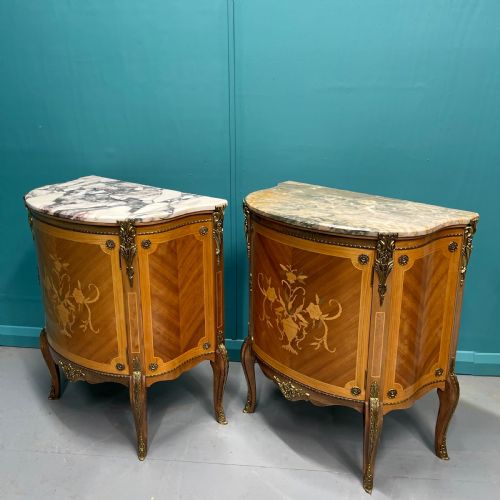 pair of french marble top pier cabinets - CATEGORY: ANTIQUE CABINETS - DATED 1930