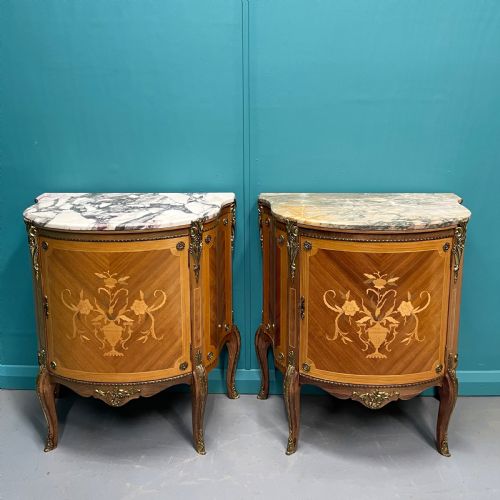 PAIR OF FRENCH MARBLE TOP PIER CABINETS - ADDITIONAL PHOTO 3