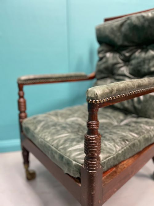 LATE GEORGIAN BERGERE ARMCHAIR ON CASTORS - ADDITIONAL PHOTO 4