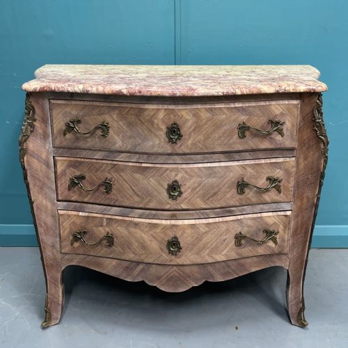 FRENCH LIMED WALNUT MARBLE TOP COMMODE - ADDITIONAL PHOTO 8