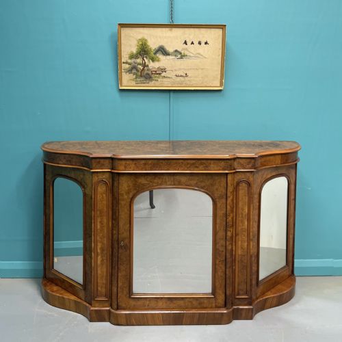 19TH CENTURY BURR WALNUT MIRRORED CREDENZA - ADDITIONAL PHOTO 8