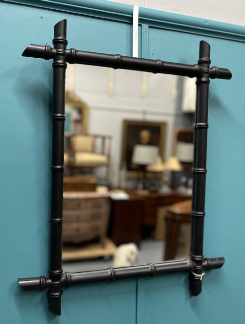 PAIR OF EBONISED FAUX BAMBOO MIRRORS - ADDITIONAL PHOTO 2