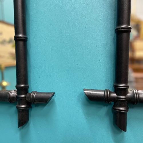 PAIR OF EBONISED FAUX BAMBOO MIRRORS - ADDITIONAL PHOTO 5
