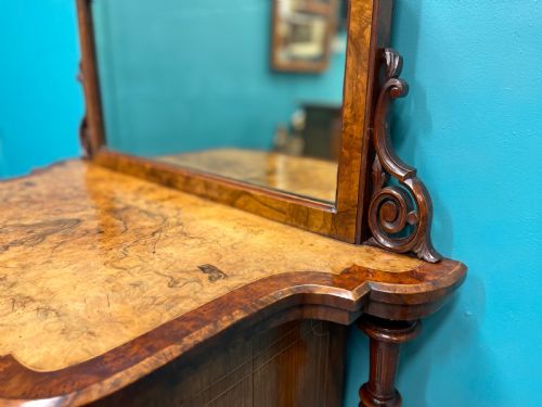 BURR WALNUT MUSIC PIER CABINET WITH MIRROR BACK - ADDITIONAL PHOTO 5