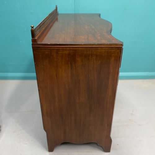 SERPENTINE MAHOGANY SERVER SIDEBOARD WITH BRASS GALLERY - ADDITIONAL PHOTO 8