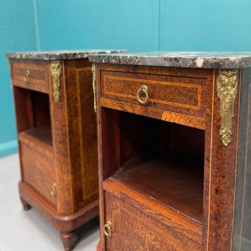 PAIR OF FRENCH BURR WALNUT BEDSIDE CABINETS - ADDITIONAL PHOTO 2