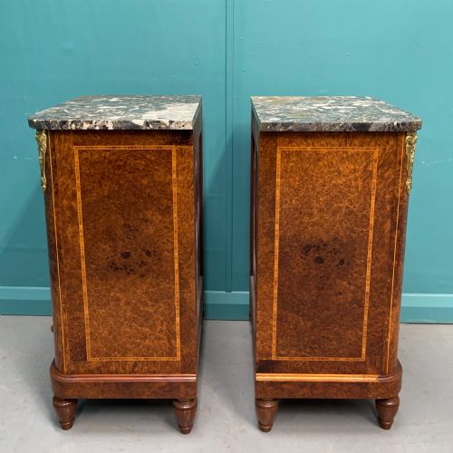 PAIR OF FRENCH BURR WALNUT BEDSIDE CABINETS - ADDITIONAL PHOTO 8