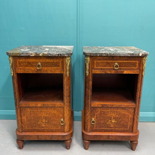 PAIR OF FRENCH BURR WALNUT BEDSIDE CABINETS - ADDITIONAL PHOTO 9