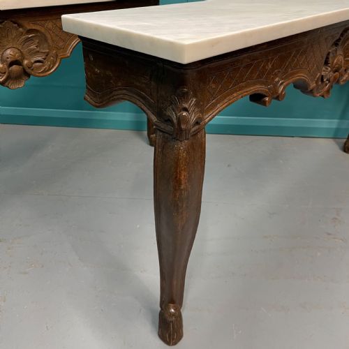 PAIR OF FRENCH MARBLE TOP WALL MOUNTED CONSOLE TABLES - ADDITIONAL PHOTO 9