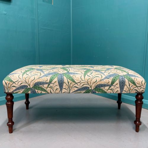 newly upholstered victorian ottoman footstool - CATEGORY: ANTIQUE STOOLS - DATED 19TH CENTURY
