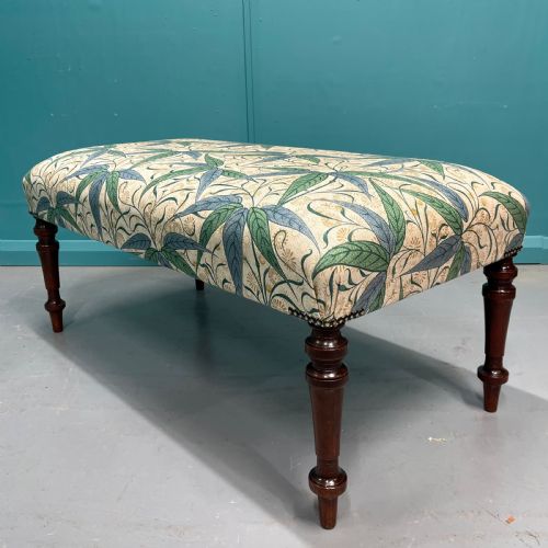 NEWLY UPHOLSTERED VICTORIAN OTTOMAN FOOTSTOOL - ADDITIONAL PHOTO 1