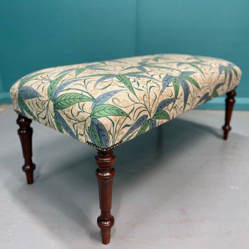 NEWLY UPHOLSTERED VICTORIAN OTTOMAN FOOTSTOOL - ADDITIONAL PHOTO 3