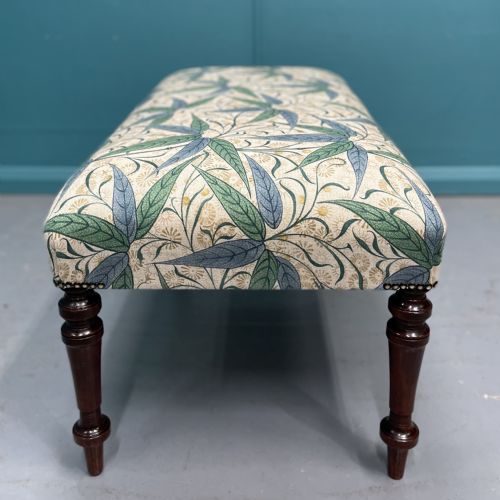 NEWLY UPHOLSTERED VICTORIAN OTTOMAN FOOTSTOOL - ADDITIONAL PHOTO 4