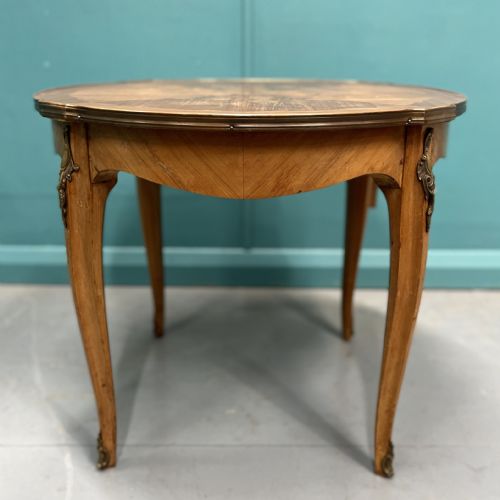 FRENCH ROUND COFFEE TABLE WITH MARQUETRY - ADDITIONAL PHOTO 1