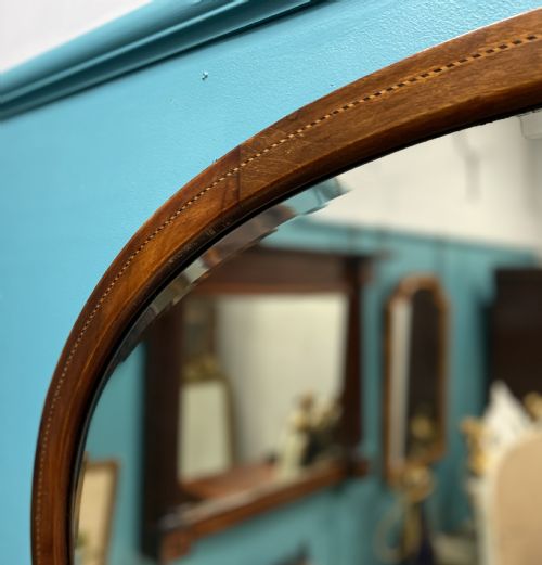 EDWARDIAN OVAL INLAID MIRROR WITH BEVELLED GLASS - ADDITIONAL PHOTO 2