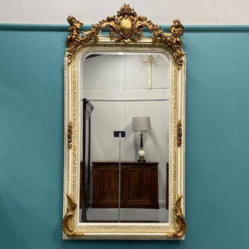large french paint and gilt mirror - CATEGORY: ANTIQUE MIRRORS - DATED 1930