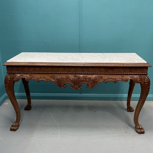 large marble top console table on lions feet - CATEGORY: ANTIQUE TABLES - DATED 1920
