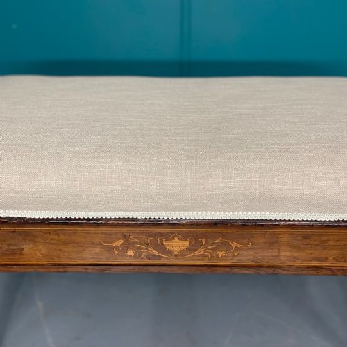 NEWLY UPHOLSTERED PIANO DUET STOOL WITH MARQUETRY - ADDITIONAL PHOTO 3