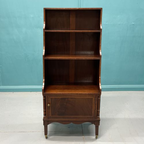 slim regency style waterfall bookcase - CATEGORY: ANTIQUE BOOKCASES - DATED 1890