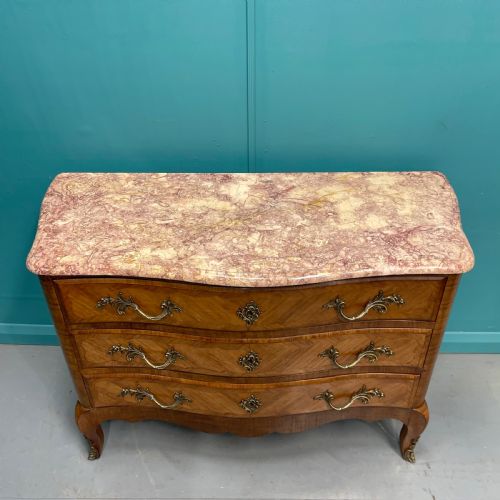 FRENCH BOMBE ROUGE MARBLE TOP COMMODE - ADDITIONAL PHOTO 1