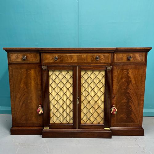 regency revival breakfront sideboard with brass inlays - CATEGORY: ANTIQUE SIDEBOARDS - DATED 1900