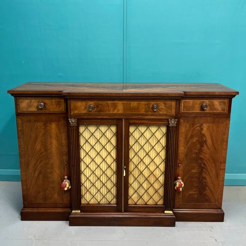 REGENCY REVIVAL BREAKFRONT SIDEBOARD WITH BRASS INLAYS - ADDITIONAL PHOTO 1