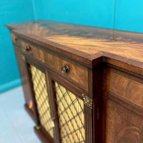 REGENCY REVIVAL BREAKFRONT SIDEBOARD WITH BRASS INLAYS - ADDITIONAL PHOTO 3