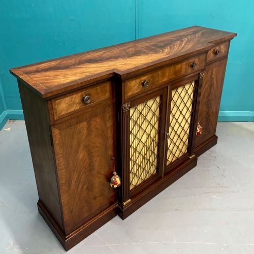 REGENCY REVIVAL BREAKFRONT SIDEBOARD WITH BRASS INLAYS - ADDITIONAL PHOTO 10