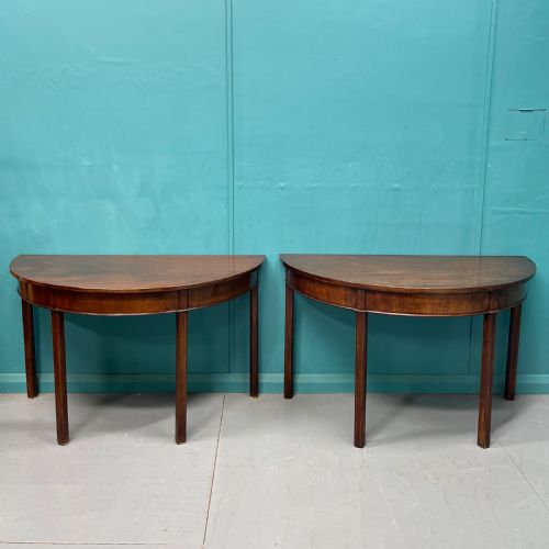 pair of georgian demi lune console tables - CATEGORY: ANTIQUE TABLES - DATED GEORGIAN
